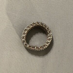TIFFANY & CO. Somerset Mesh Ring Wide Band 925 Sterling Silver